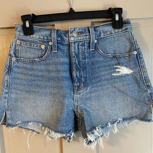 Madewell Blue Distressed Denim Shorts